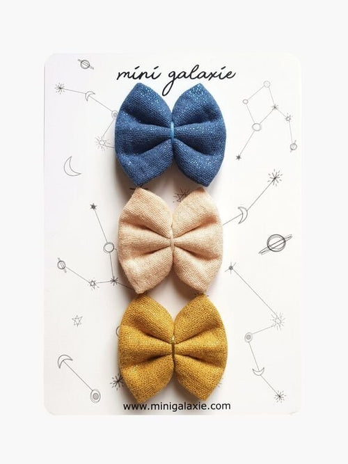 Barrettes fille mini nœuds à paillettes lot de 3 - mini galaxie