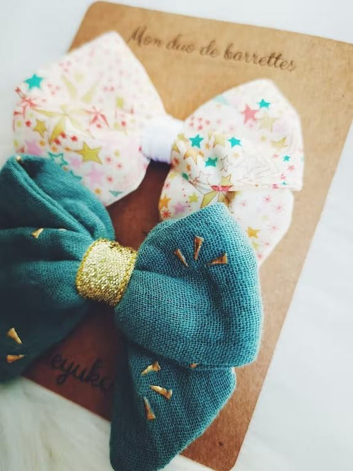 Barrettes cheveux fille eucalyptus étoilé - meyuko