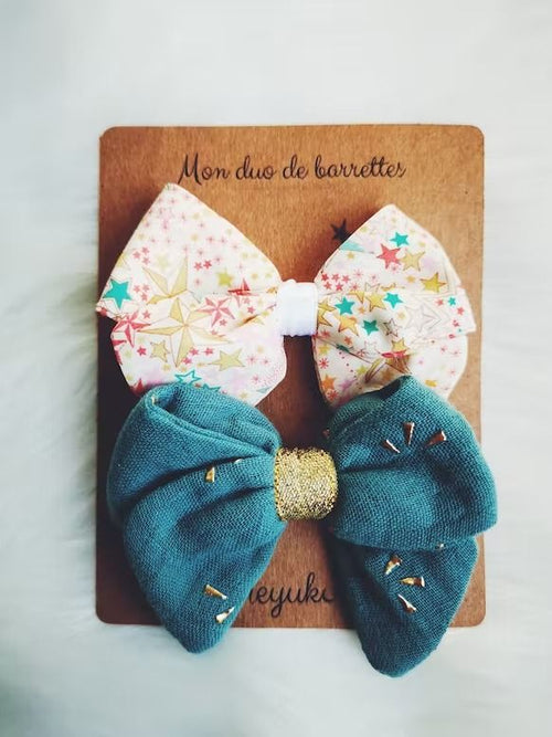 Barrettes cheveux fille eucalyptus étoilé - meyuko