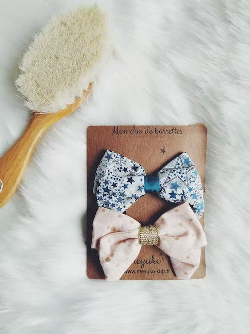 Barrettes cheveux fille pink & blue - meyuko