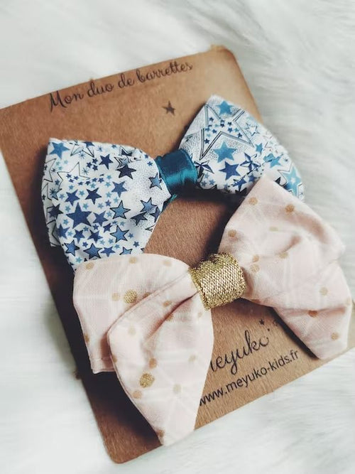 Barrettes cheveux fille pink & blue - meyuko