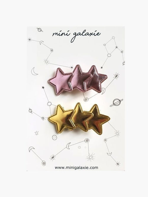 Barrettes enfant fille étoiles or et rose - mini galaxie