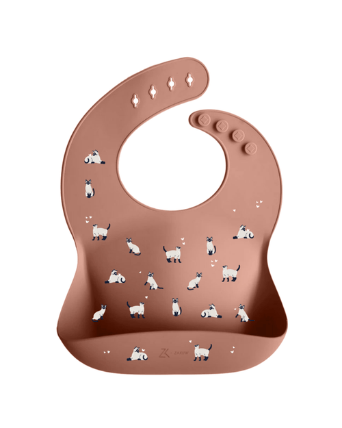 Bavoir avec récupérateur en silicone minouche rose - zakuw