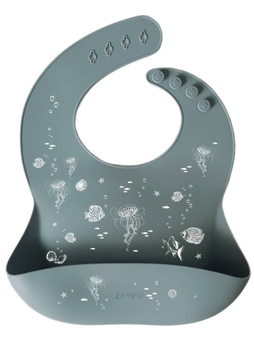 Bavoir récupérateur en silicone océan bleu - zakuw