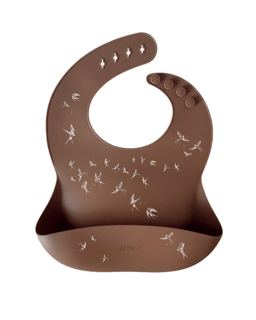 Bavoir silicone souple hirondelles noisette - zakuw