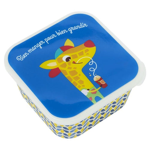 Boîte à goûter enfant - girafe cool bleu