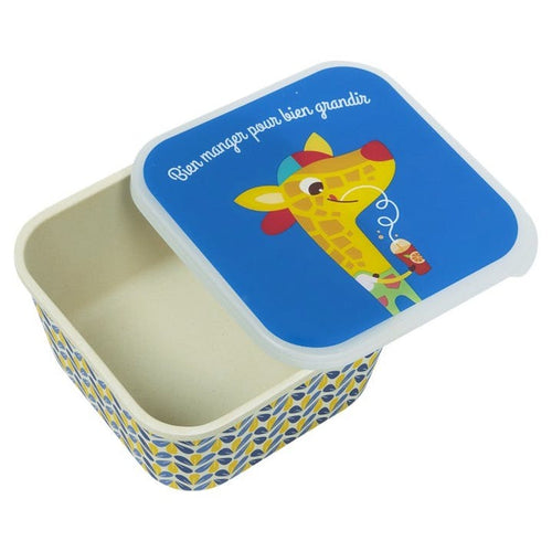 Boîte à goûter enfant - girafe cool bleu