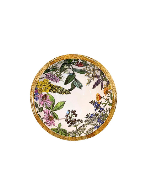 Bol en bois fleurs sauvages