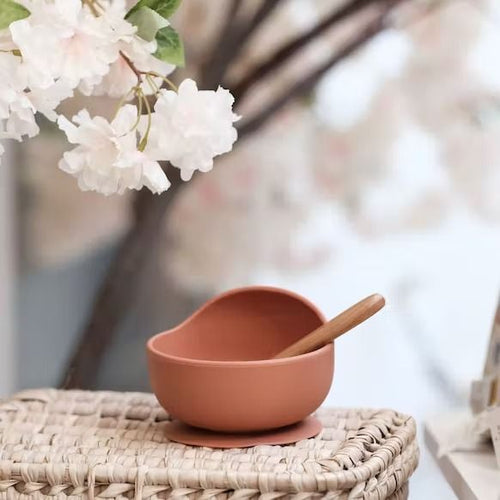Bol et cuillère silicone argile - la cigogne de lily