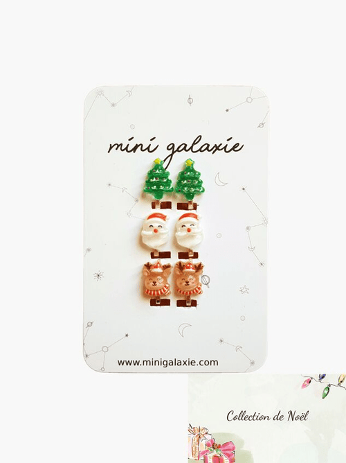 Boucles d'oreilles clips Noël - mini galaxie