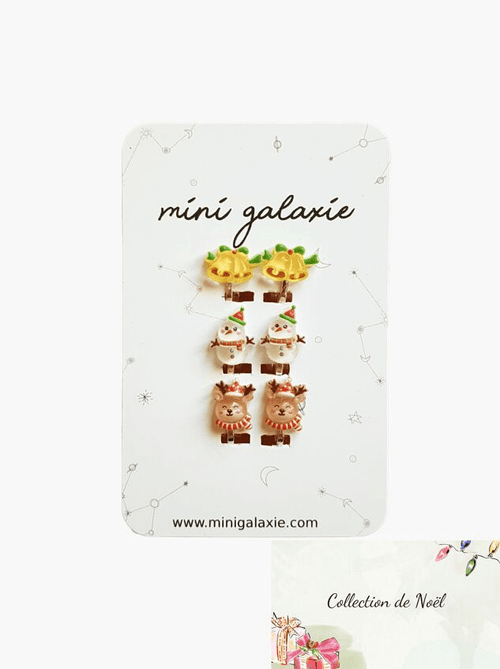 Boucles d'oreilles clips Noël - mini galaxie