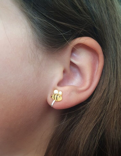 Boucles d'oreilles clips pour enfant abeille et libellule - mini galaxie
