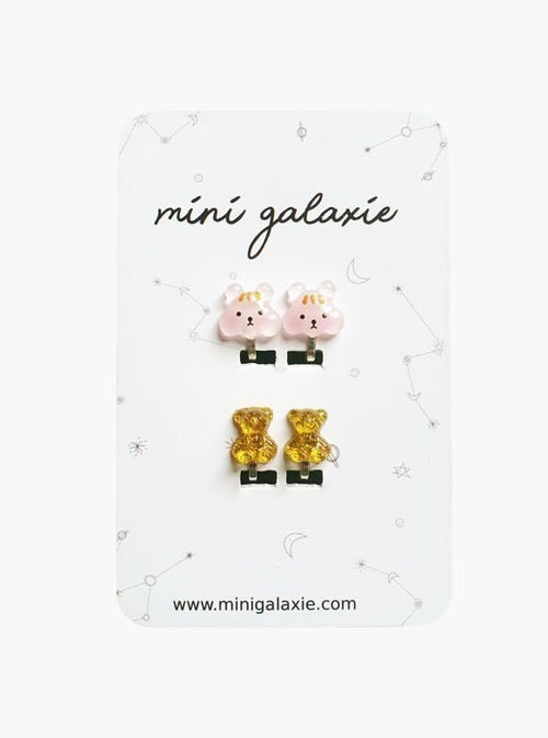 Boucles d'oreilles clips pour enfant chien et ourson - mini galaxie