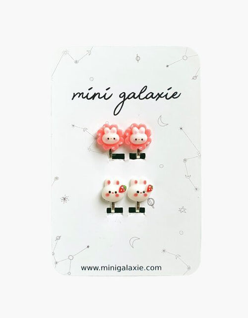 Boucles d'oreilles clip lapins - mini galaxie