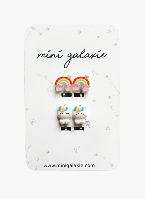 Boucles d'oreilles clips pour enfant licornes et arc en ciel 🌈