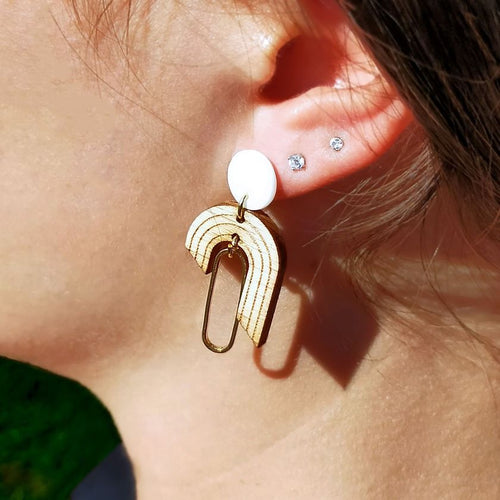 Boucles d'oreilles en bois fait main azurine - bewööd