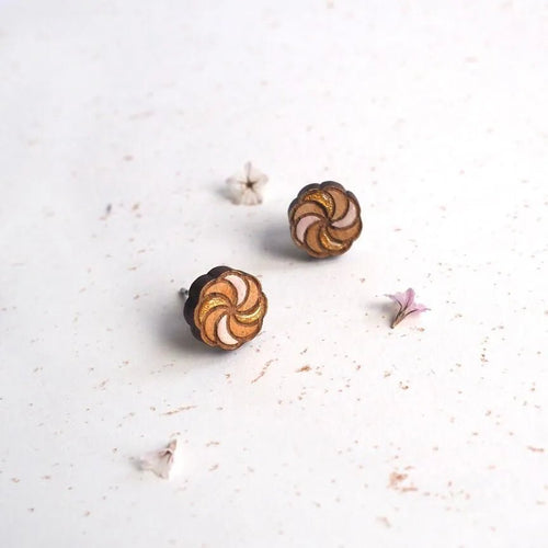 Boucles d'oreilles en bois fait main rosy - bewööd
