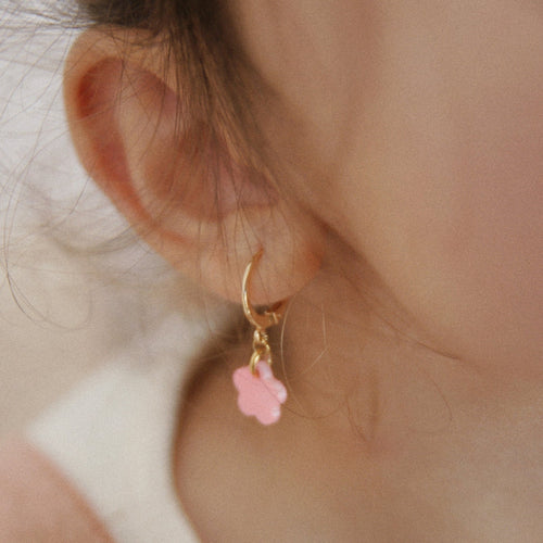 Boucles d'oreilles enfant rose poudré les pensives - emma'bulle