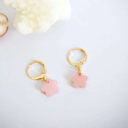 Boucles d'oreilles enfant rose poudré les pensives - emma'bulle