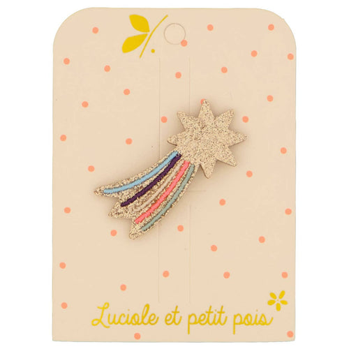 Luciole et Petit Pois - Barrette étoile filante - Muliticolore rose fluo